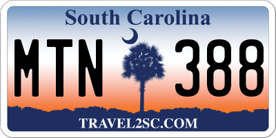 SC license plate MTN388