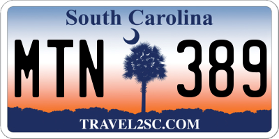 SC license plate MTN389