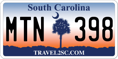 SC license plate MTN398
