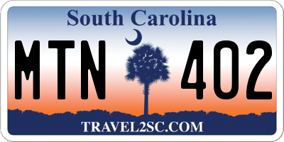 SC license plate MTN402