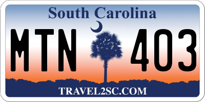 SC license plate MTN403
