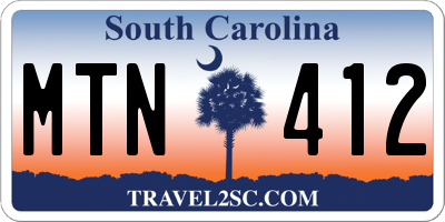 SC license plate MTN412