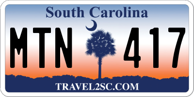 SC license plate MTN417