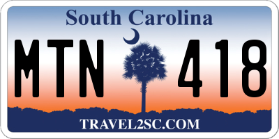 SC license plate MTN418