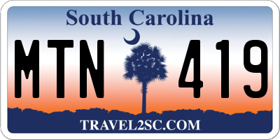 SC license plate MTN419