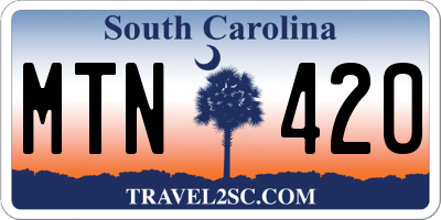 SC license plate MTN420