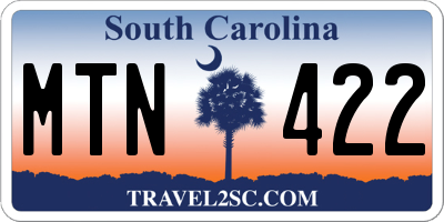SC license plate MTN422