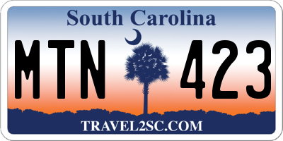 SC license plate MTN423