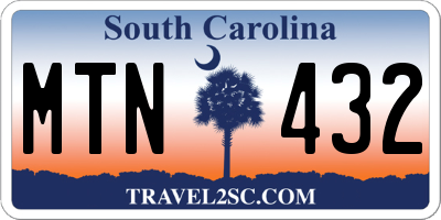 SC license plate MTN432