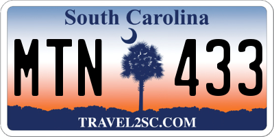 SC license plate MTN433