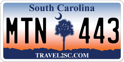 SC license plate MTN443