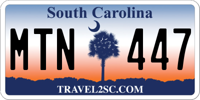 SC license plate MTN447
