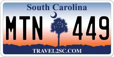 SC license plate MTN449