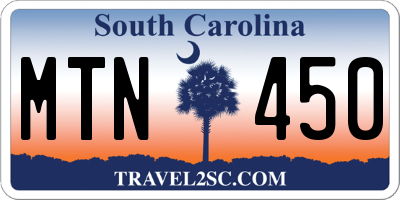 SC license plate MTN450