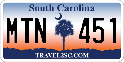 SC license plate MTN451