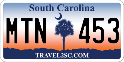 SC license plate MTN453