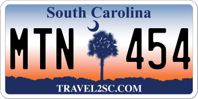 SC license plate MTN454