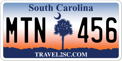 SC license plate MTN456