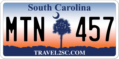 SC license plate MTN457