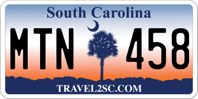 SC license plate MTN458