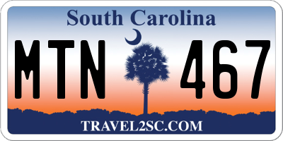 SC license plate MTN467