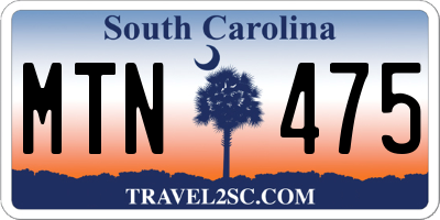 SC license plate MTN475