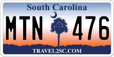 SC license plate MTN476