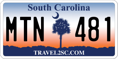 SC license plate MTN481
