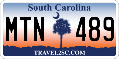 SC license plate MTN489