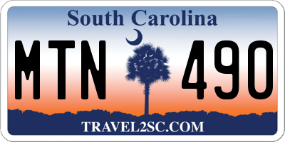 SC license plate MTN490