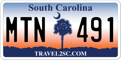 SC license plate MTN491