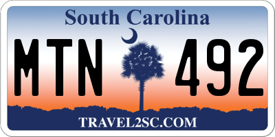 SC license plate MTN492