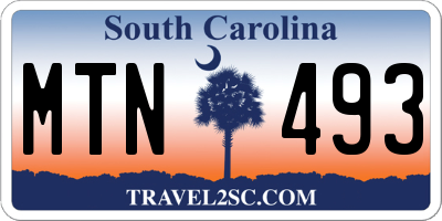 SC license plate MTN493