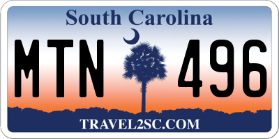 SC license plate MTN496
