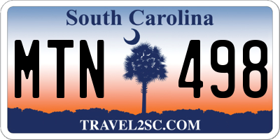 SC license plate MTN498