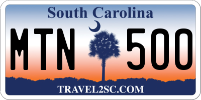SC license plate MTN500