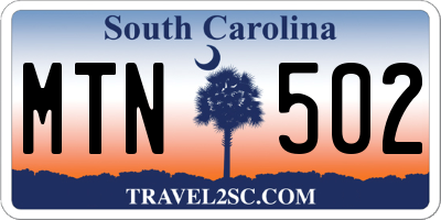 SC license plate MTN502