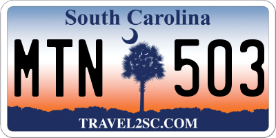 SC license plate MTN503