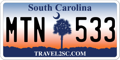 SC license plate MTN533