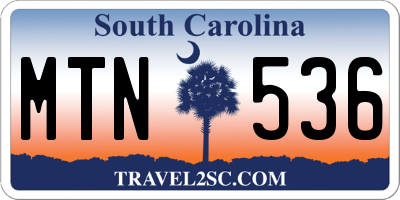 SC license plate MTN536