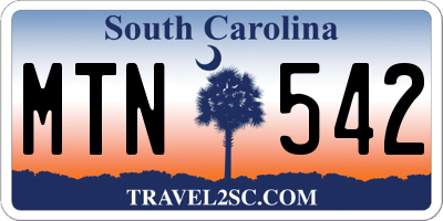 SC license plate MTN542