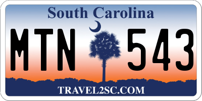 SC license plate MTN543