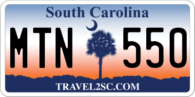 SC license plate MTN550