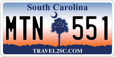 SC license plate MTN551