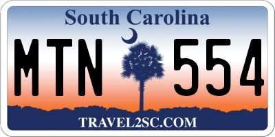 SC license plate MTN554