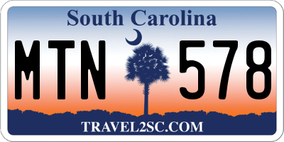 SC license plate MTN578