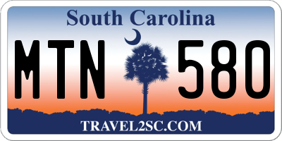 SC license plate MTN580
