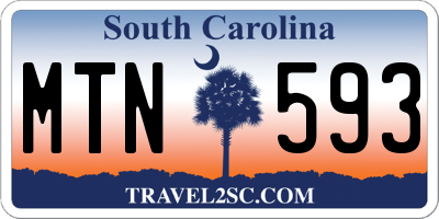 SC license plate MTN593