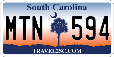 SC license plate MTN594