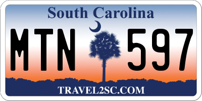 SC license plate MTN597